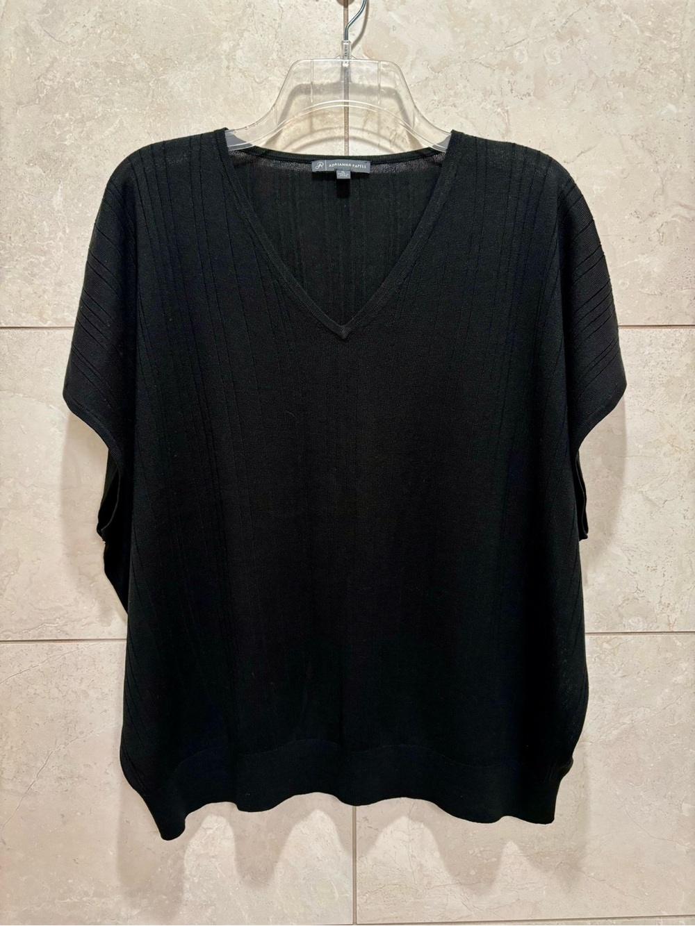 Adrianna Papell Black V-Neck Knit Top
